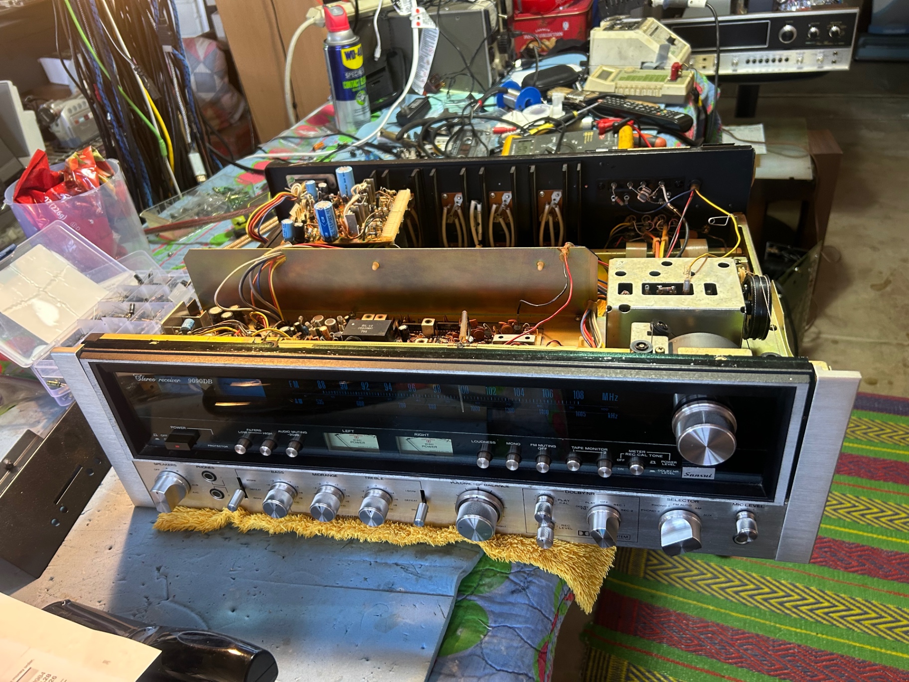 Sansui 9090DB stereo receiver being restored